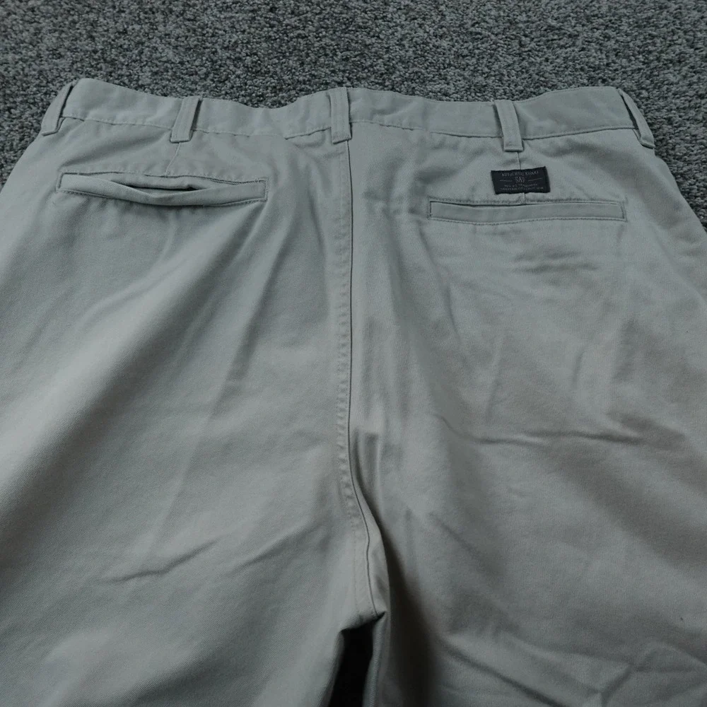 Gap Pants Mens 38X32 Beige Khaki Flat Front Chino Trouser‎ Classic Fit Wide Leg